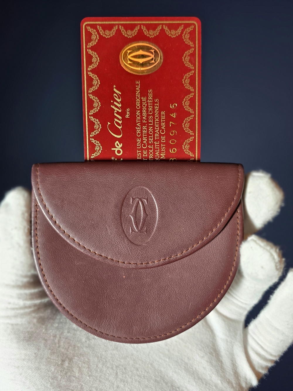 Cartier Leather Coin Pouch with Embossed Logo